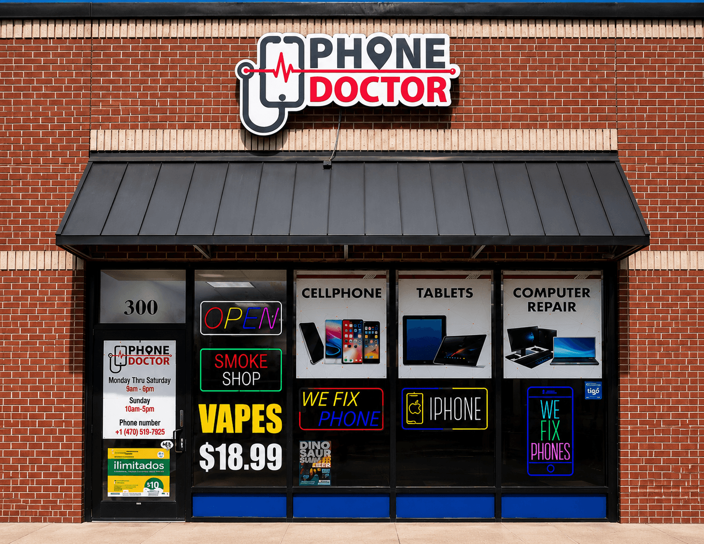 The Phone Doctor storefront in Lilburn, Georgia